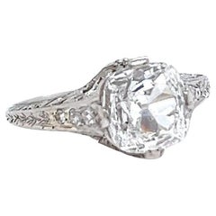 Art Deco GIA 1.28 Carats Old Mine Cut Diamond Platinum Filigree Ring