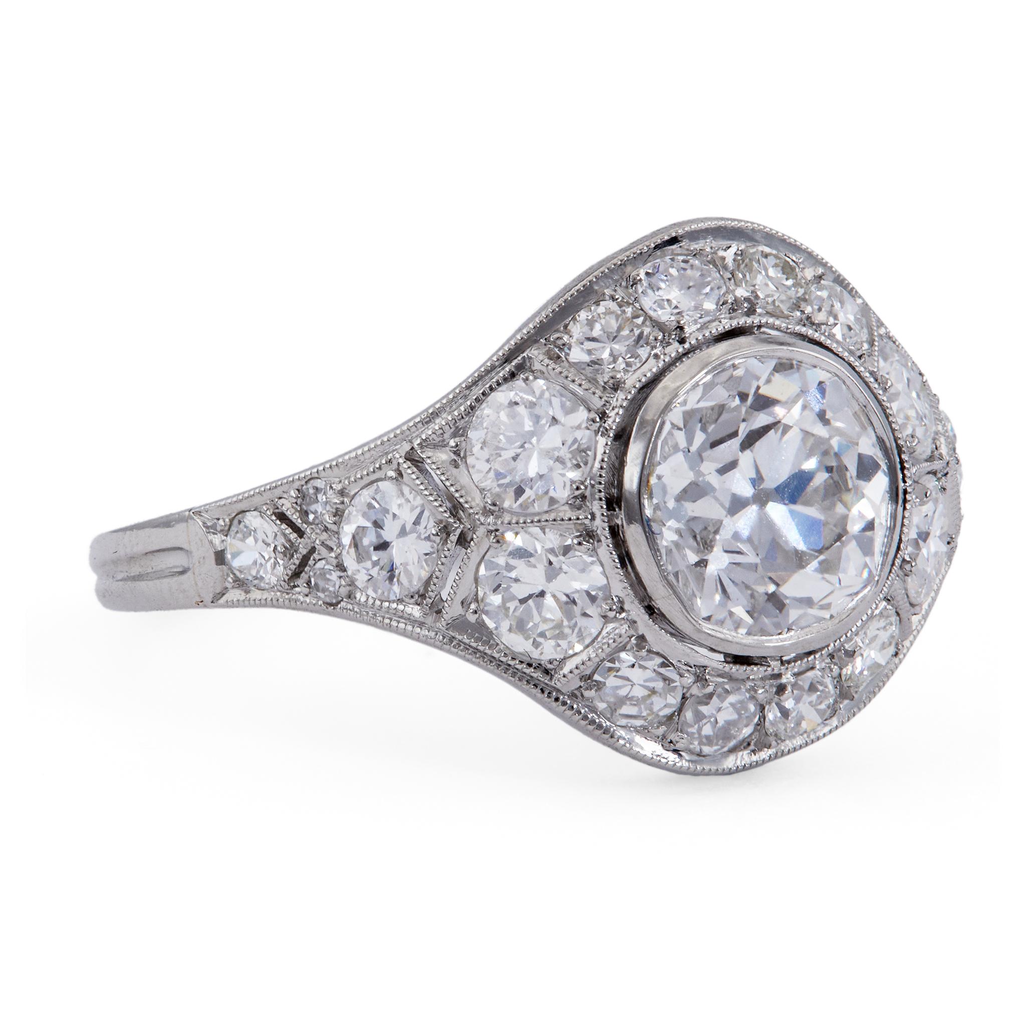 Platin mit GIA 1,30 Karat Diamant im alteuropäischen Schliff, Art déco für Damen oder Herren