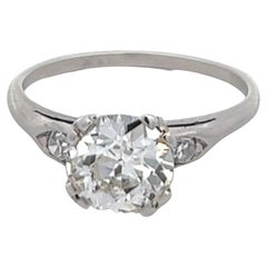 Art Deco GIA 1.31 Carats Old European Cut Diamond Platinum Ring