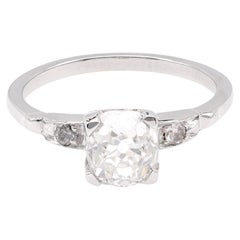 Anello di fidanzamento Art Deco GIA da 1.32 carati con diamante Old Mine Cut in platino