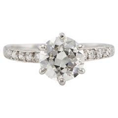 Art Deco GIA 1.37 Carat Old European Cut Diamond Platinum Ring