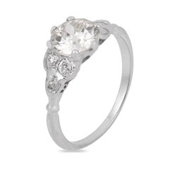 Art Deco GIA 1.38 carat old European cut diamond platinum engagement ring