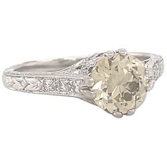 Art Deco GIA 1.39 Carat Fancy Brownish Yellow Diamond Platinum Engagement Ring
