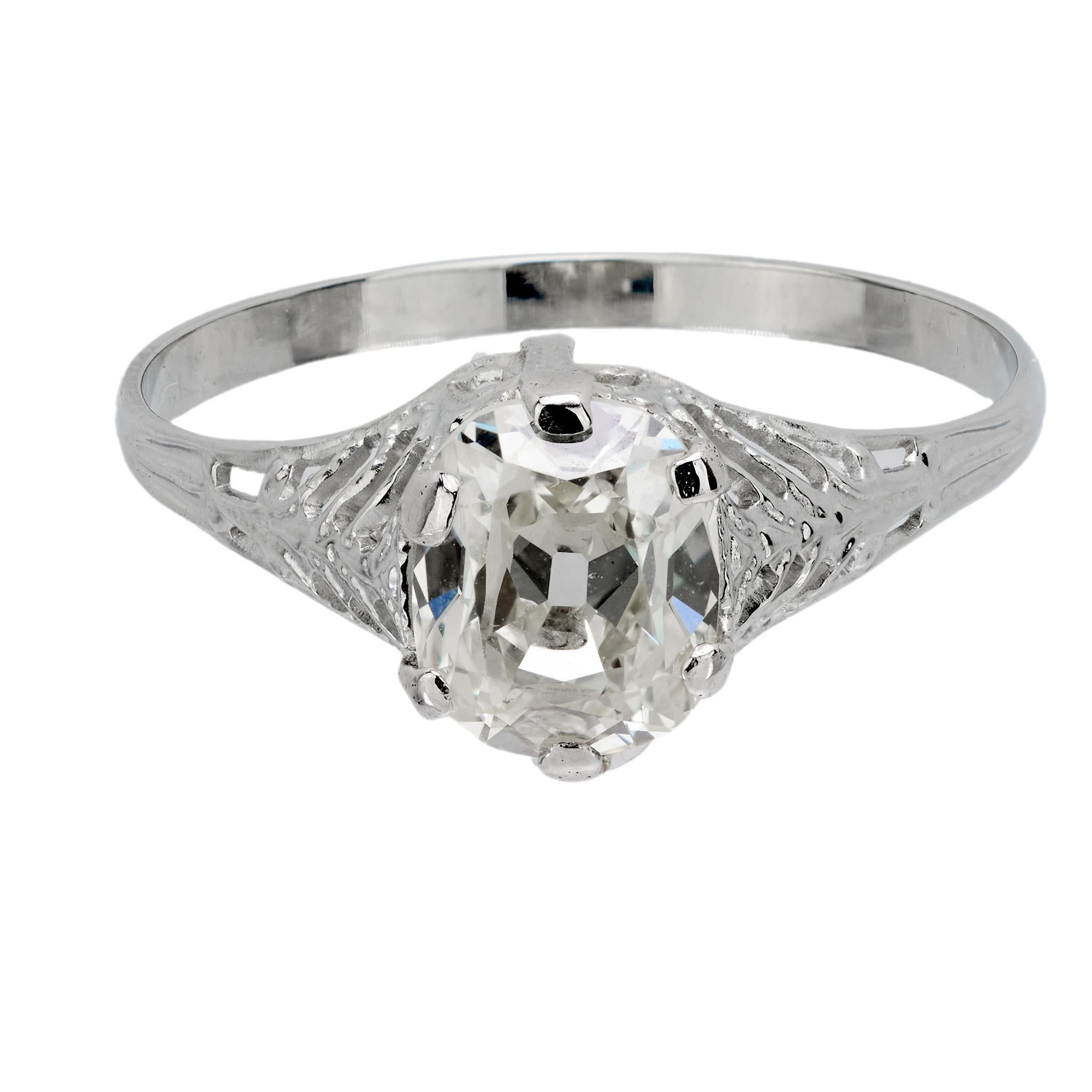Old Mine Cut Art Deco GIA 1.39 carat old mine cut diamond engagement ring For Sale