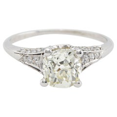 Art Deco GIA 1.39 Carat Old Mine Cut Diamond Platinum Ring