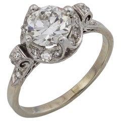 Bague de fiançailles Art déco GIA 1,41 carat diamant platine or blanc 18k