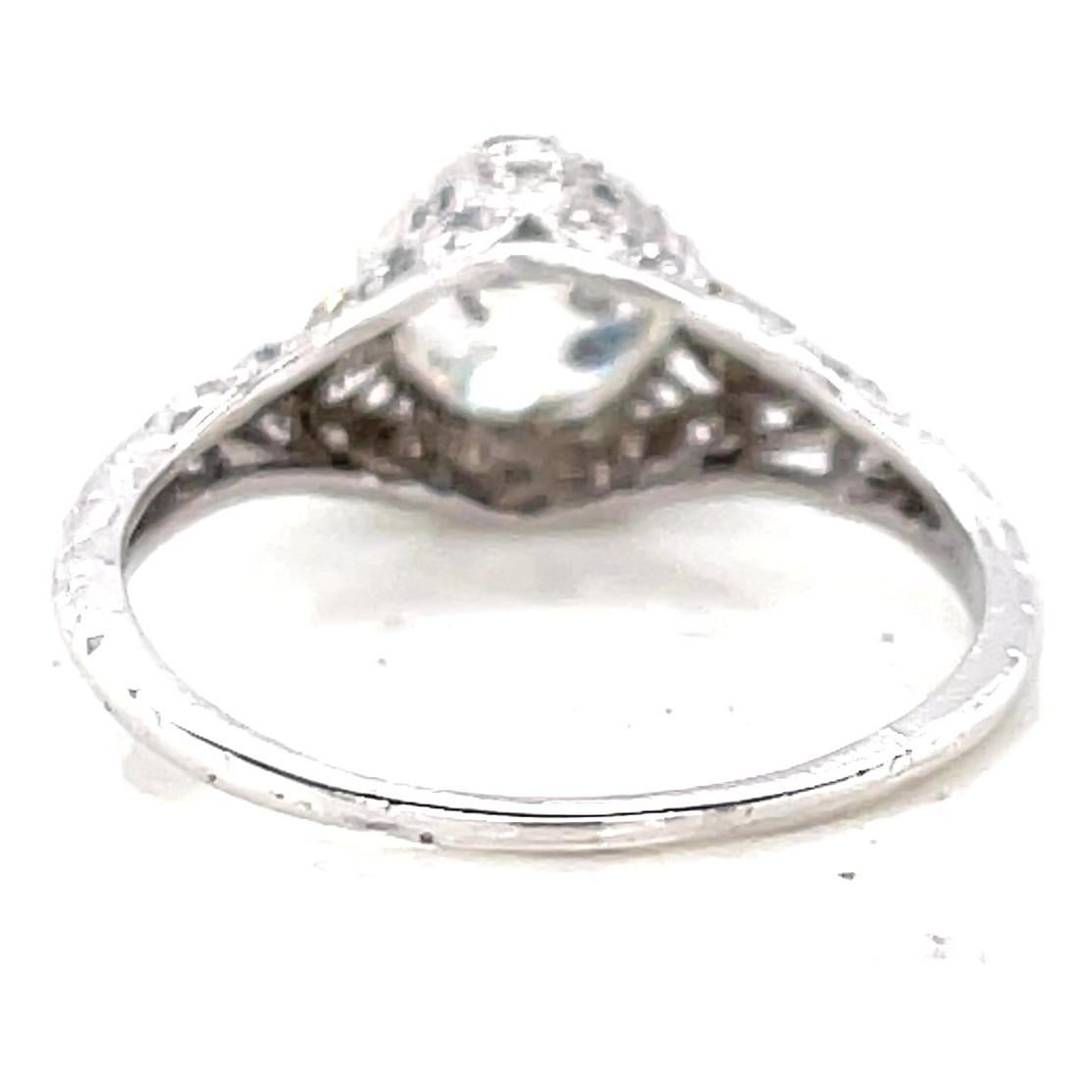 Art Deco GIA 1.44 Carat Old European Cut Diamond Platinum Engagement Ring 2