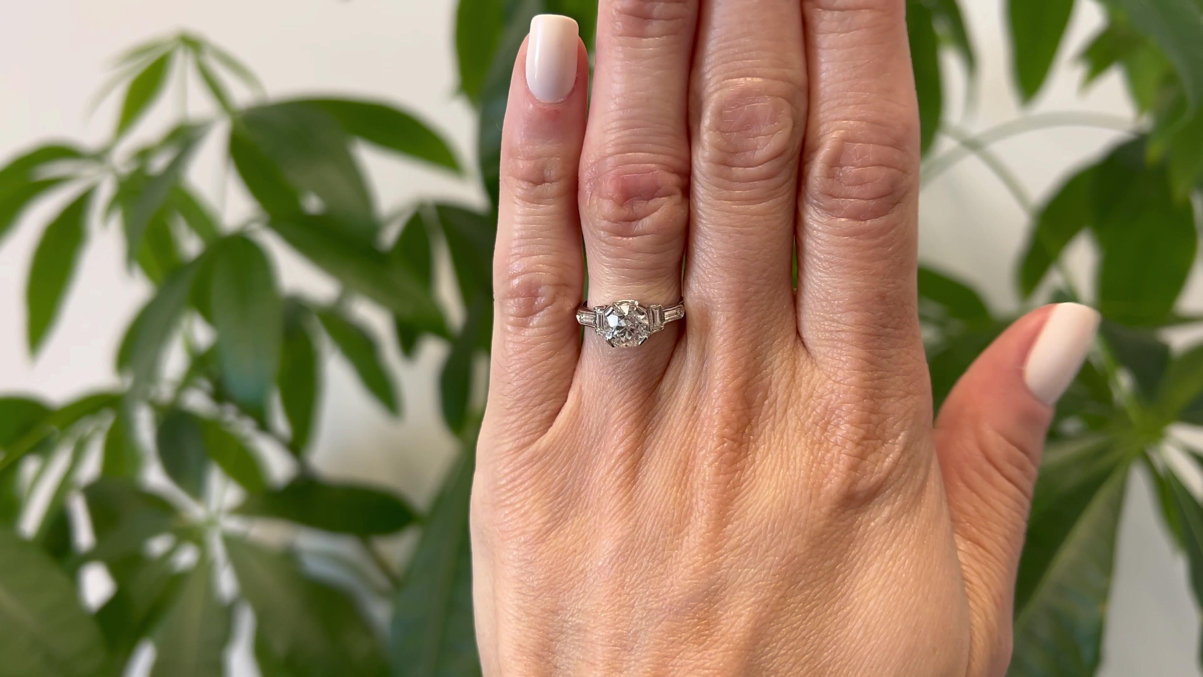 Platinring mit GIA 1.49 Karat Diamant im alteuropäischen Schliff im Art déco-Stil (Alteuropäischer Schliff)