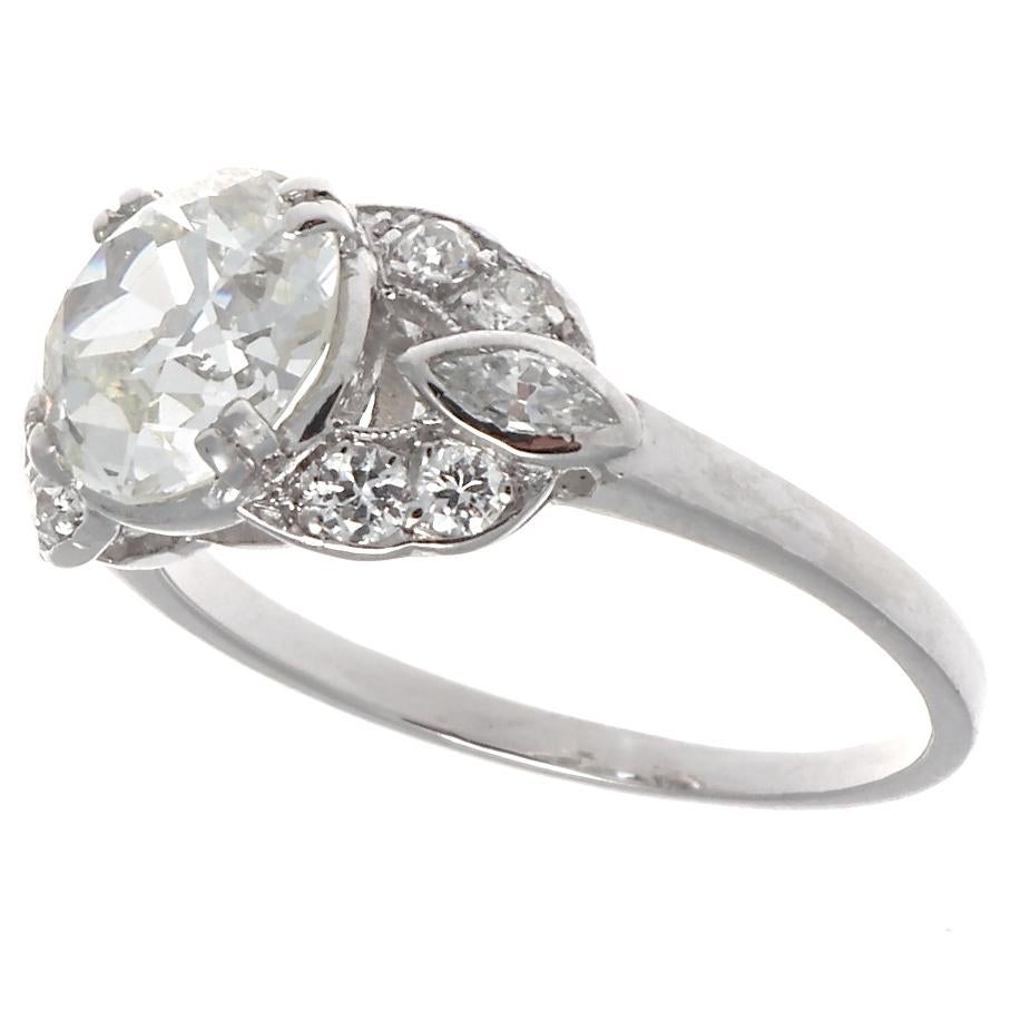 No other era in jewelry stands out as having such a classic aesthetic as the Art Deco period. This ring is a perfect example of the abundance of exceptional engagement rings that were created in the 1920's. Featuring a GIA certified 1.50 carat old