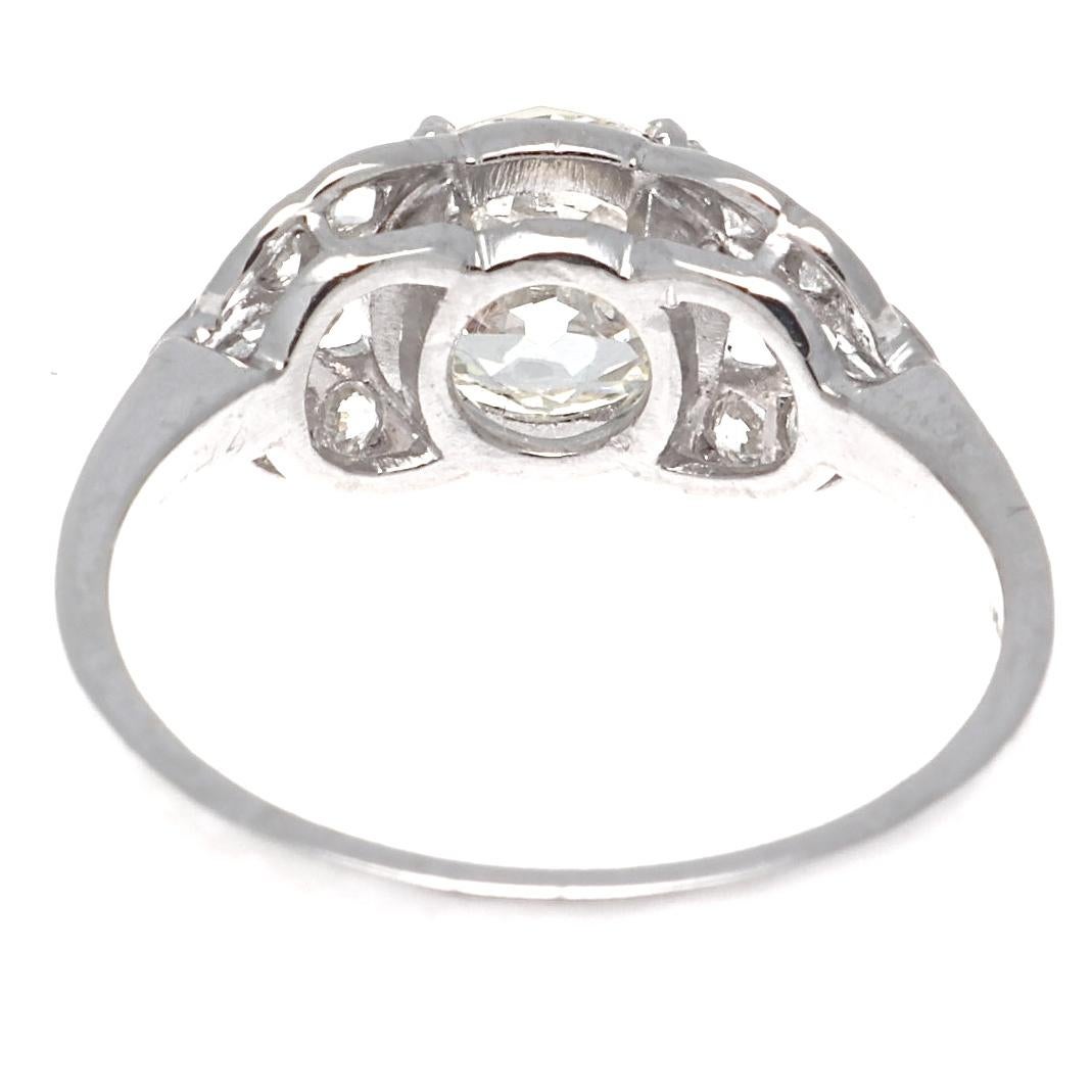 Women's Art Deco GIA 1.50 Carat Old European Cut Diamond Platinum Ring