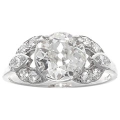 Art Deco GIA 1.50 Carat Old European Cut Diamond Platinum Ring