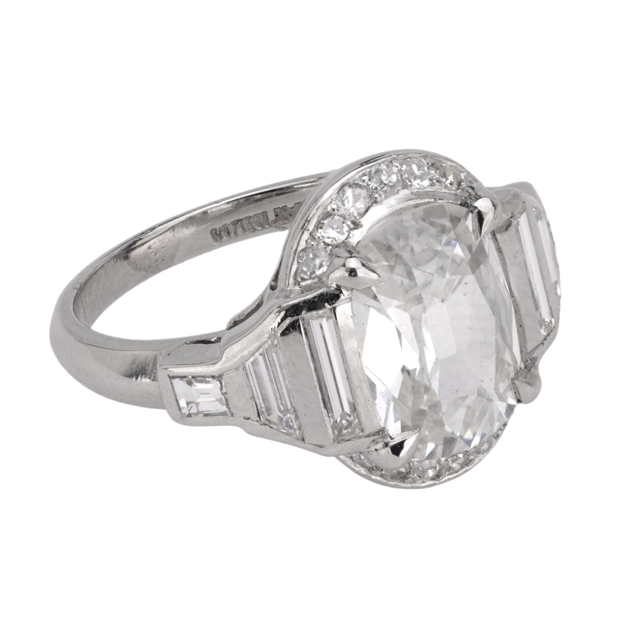 Old Mine Cut Art Deco GIA 1.50 carat old mine cut diamond platinum engagement ring