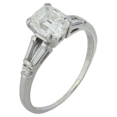 Art Deco GIA 1.50 carat old mine cut diamond platinum engagement ring
