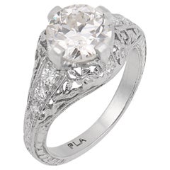 Art Deco GIA 1.51 carat old European cut diamond platinum engagement ring