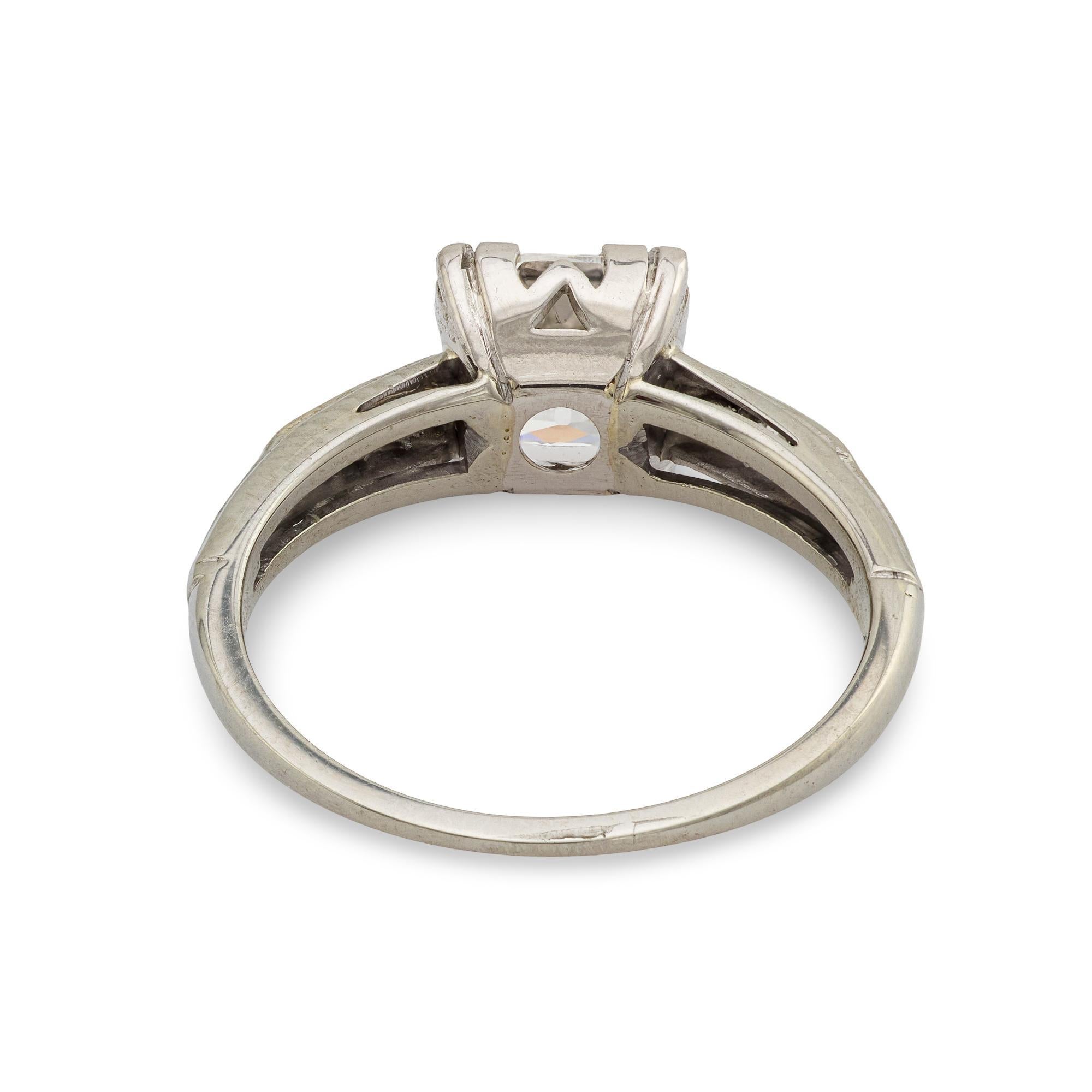 Bague de fiançailles Art déco en platine avec diamant taille ancienne de 1.52 carat, certifié GIA en vente 1