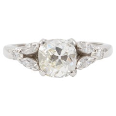 Art Deco GIA 1.53 Carat Old Diamond Platinum Ring