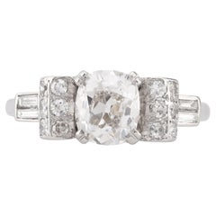 Platin-Verlobungsring, Art déco, GIA 1,54 Karat Diamant im Kissenschliff, Art déco