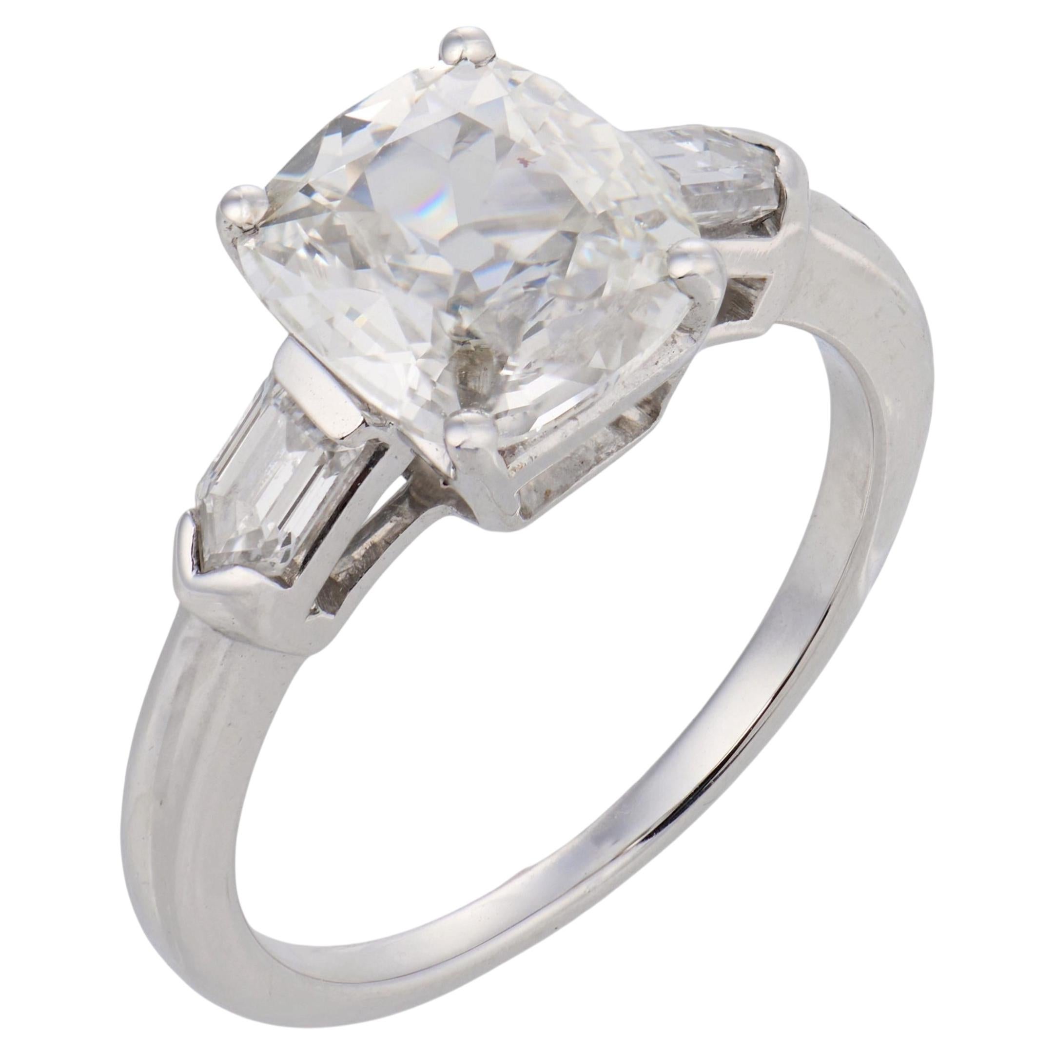 Art Deco GIA 1.54 carat diamond 18k white gold engagement ring