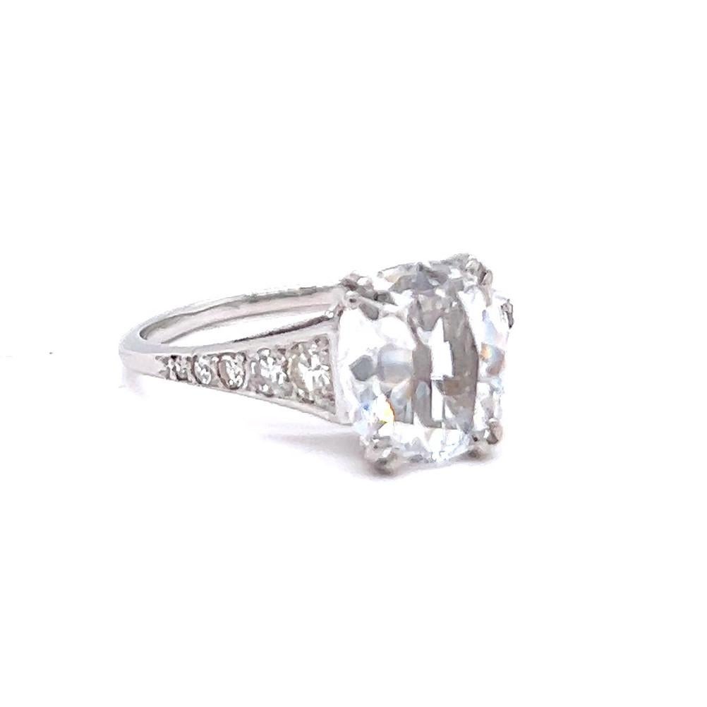 Art Deco GIA 1.54 Carats Cushion Cut Diamond Platinum Engagement Ring 1