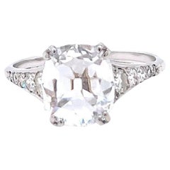 Art Deco GIA 1.54 Carats Cushion Cut Diamond Platinum Engagement Ring