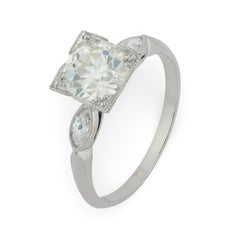 Antique Art Deco GIA 1.56 carat old European cut diamond platinum engagement ring