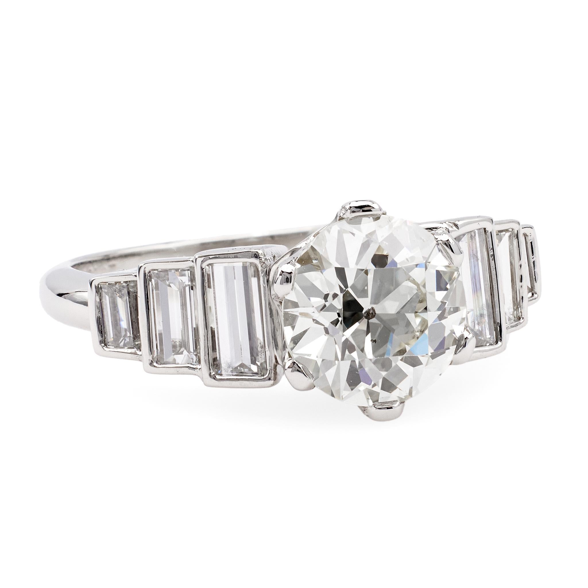 Platinring mit GIA 1.56 Karat Diamant im alteuropäischen Schliff im Art déco-Stil für Damen oder Herren