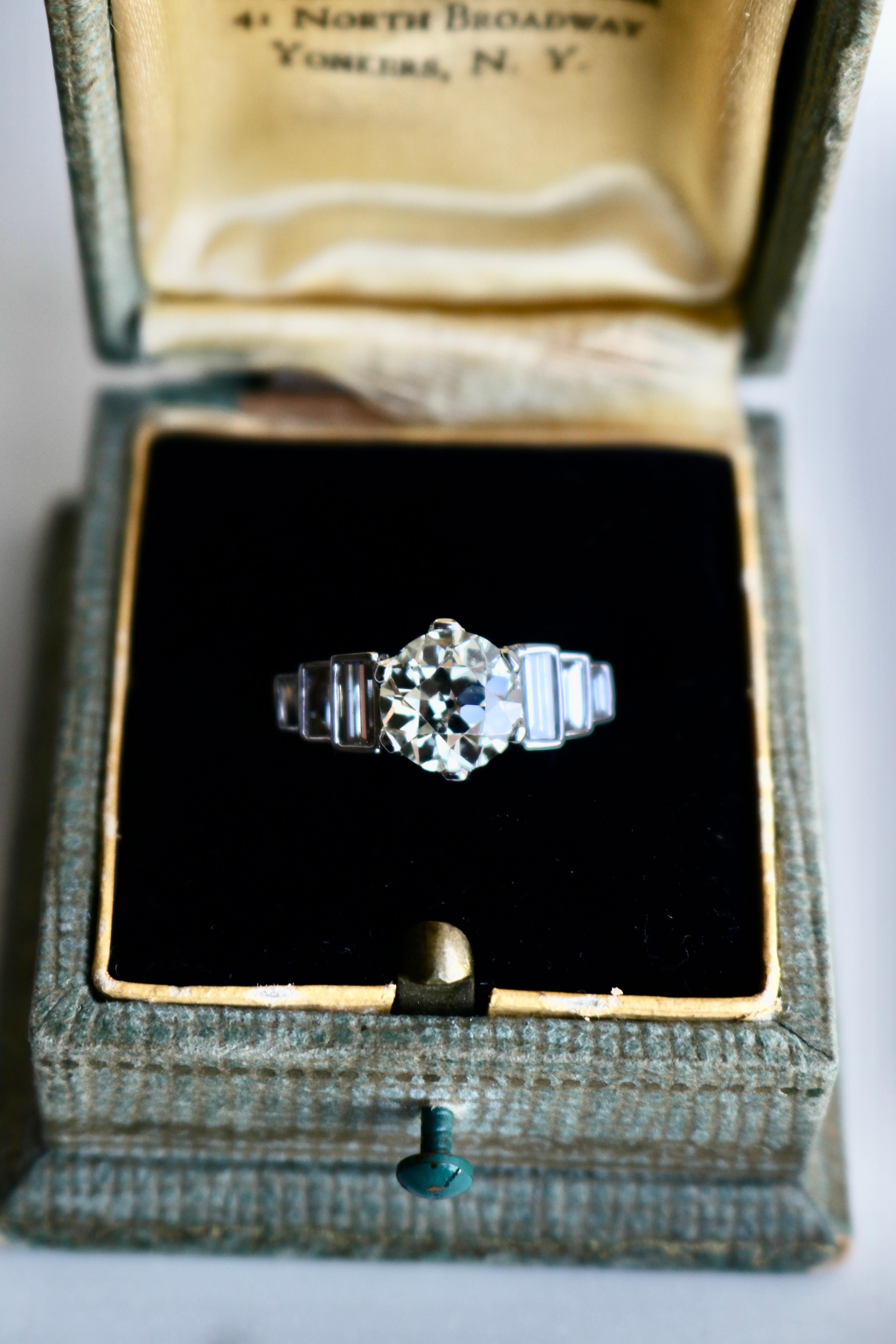 Platinring mit GIA 1.56 Karat Diamant im alteuropäischen Schliff im Art déco-Stil 1
