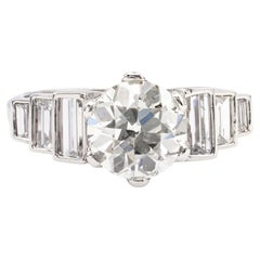 Art Deco GIA 1.56 Carat Old European Cut Diamond Platinum Ring