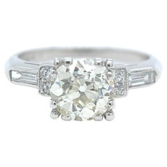 Art Deco GIA 1.59 Carats Old European Cut Diamond Platinum Ring