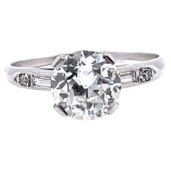 Art Deco GIA 1.60 Carat Old European Cut Diamond Platinum Engagement Ring