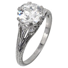 Art Deco GIA 1.61 carat old mine diamond platinum engagement ring