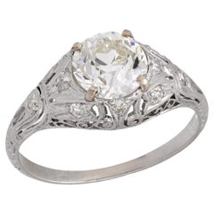 Art Deco GIA 1.62 carat diamond platinum engagement ring