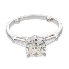 Art Deco GIA 1.62 carat old mine cut diamond platinum engagement ring