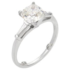 Art Deco GIA 1.62 carat old mine cut diamond platinum engagement ring