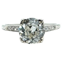 Art Deco GIA 1.64 Carats Old European Cut Diamond Platinum Engagement Ring