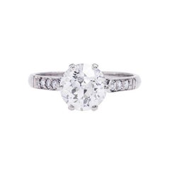 Art Deco GIA 1.66 Carat Old European Cut Diamond Platinum Ring