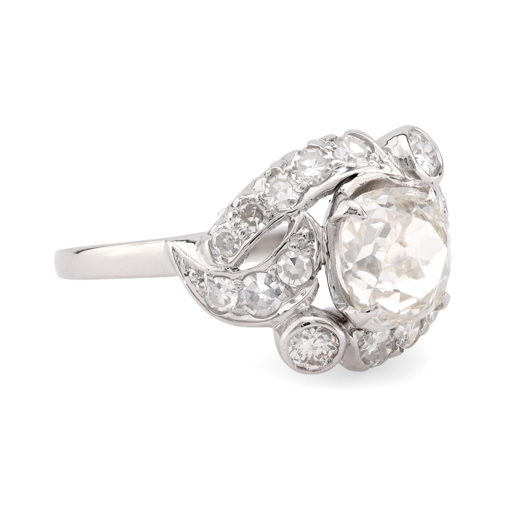 Platinring mit GIA 1.66 Karat Diamant im Altminenschliff im Art déco-Stil (Alteuropäischer Brillantschliff)