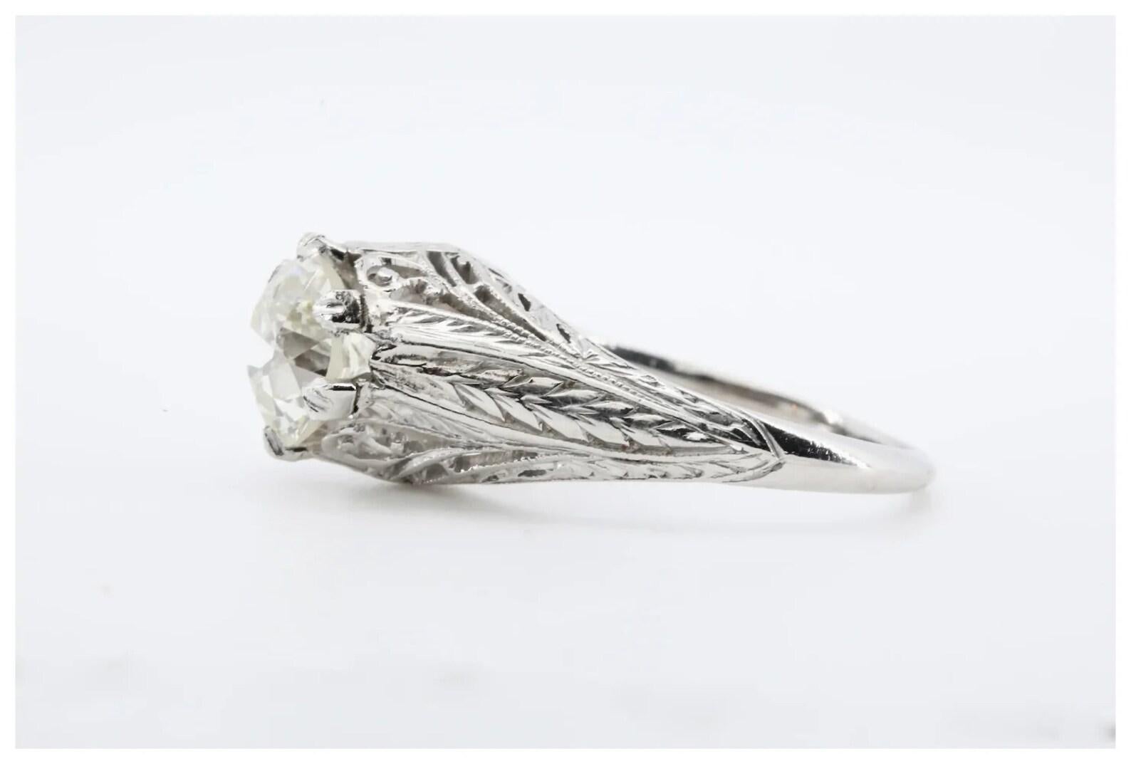 Old European Cut Art Deco GIA 1.67 Carat Old Euro Cut Diamond Engagement Ring in Platinum For Sale