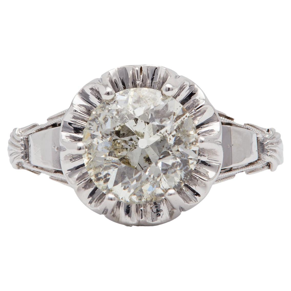 Art Deco GIA 1.67 Carat Old European Cut Diamond Platinum Buttercup Ring