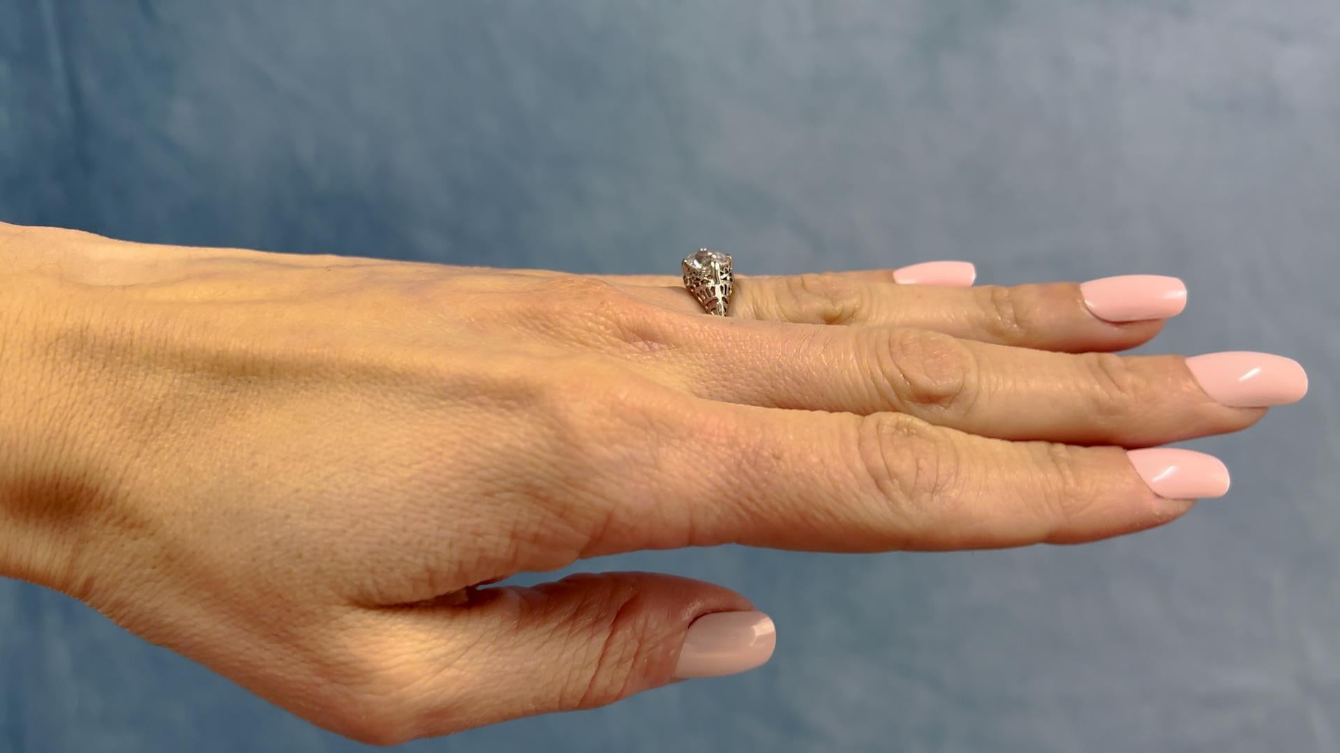 Women's or Men's Art Deco GIA 1.68 Carat Old Mine Cut Diamond Ring For Sale