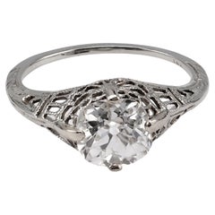 Art Deco GIA 1,68 Karat Diamantring mit altem Minenschliff