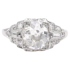 Art Deco GIA 1.70 Carat Old Mine Cut Diamond Platinum Engagement Ring Art Deco GIA 1.70 Carat Old Mine Cut Diamond Platinum Engagement Ring