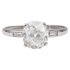 Retro Art Deco GIA 1.71 Carat Old Mine Cut Diamond Platinum Ring