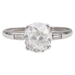 Art Deco GIA 1.71 Carat Old Mine Cut Diamond Platinum Ring