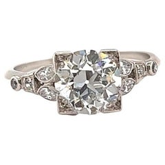 Vintage Art Deco GIA 1.71 Carats Old European Cut Diamond Platinum Engagement Ring