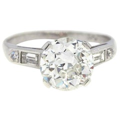 Art Deco GIA 1.72 Carat Old European Cut Diamond Platinum Ring