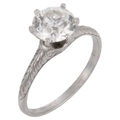 Art Deco GIA 1.75 carat old European cut diamond platinum ring
