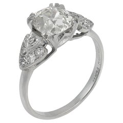 Art Deco GIA 1.75 carat old mine cut diamond platinum engagement ring