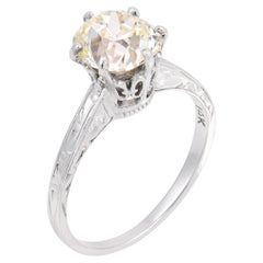 Art Deco GIA 1,76 Karat alter Minenschliff Diamant 14k Weißgold Verlobungsring