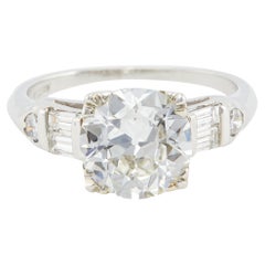 Art Deco GIA 1.79 Carat Old European Cut Diamond Platinum Ring